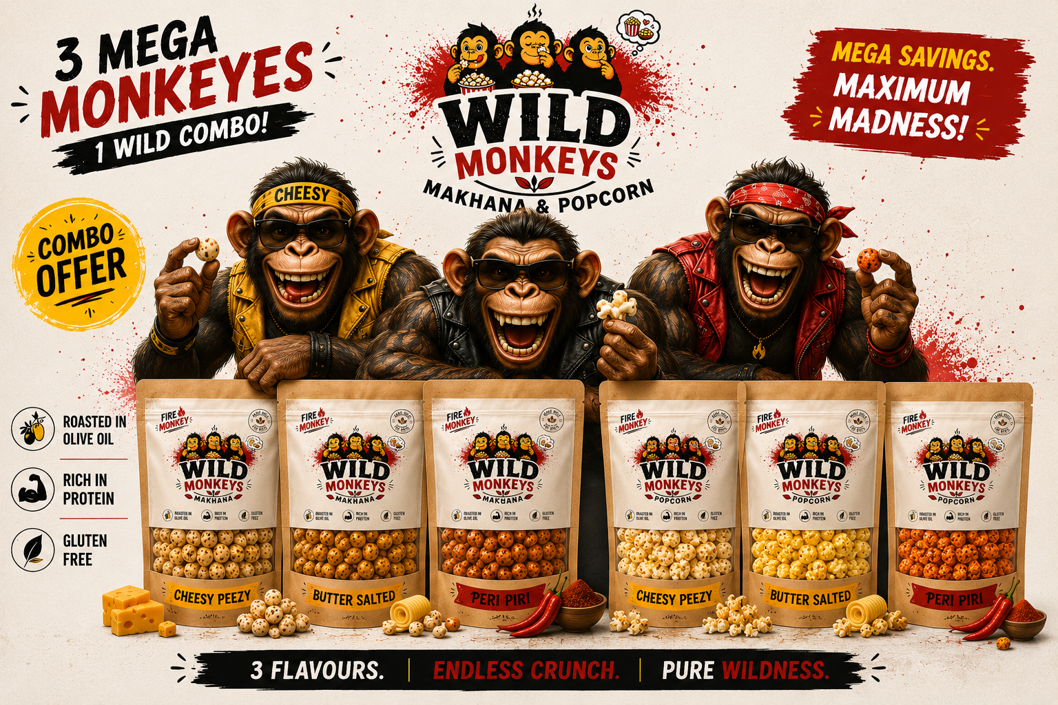 The Whole Troop — 3 Mega Monkeys, 1 Wild Combo